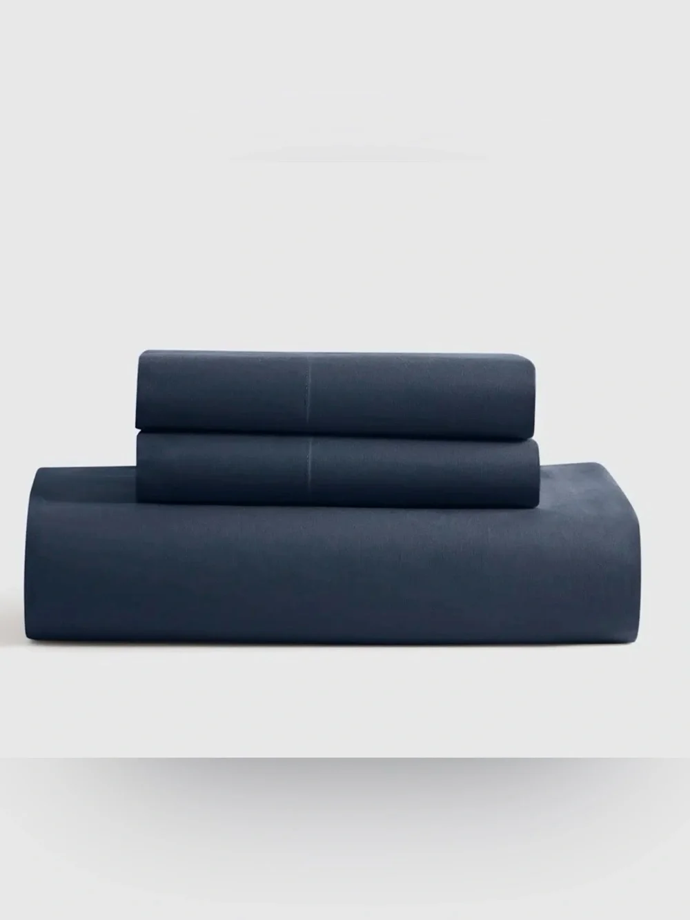 Quince Organic Crisp Percale 3 Piece Fitted Sheet, King (Navy)